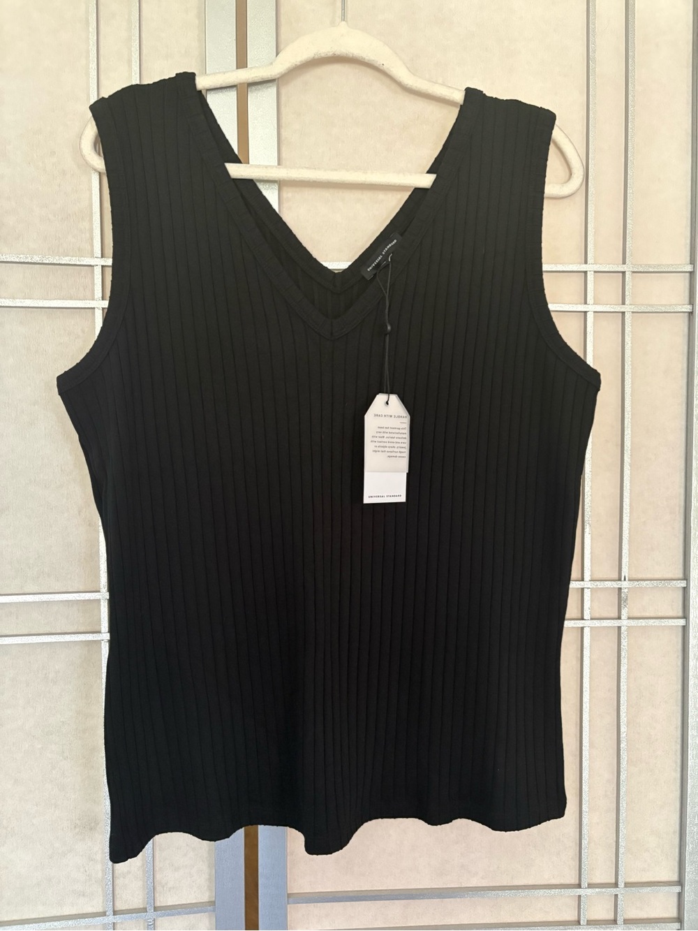 Universal Standard Black Ribbed V-Neck Tank
